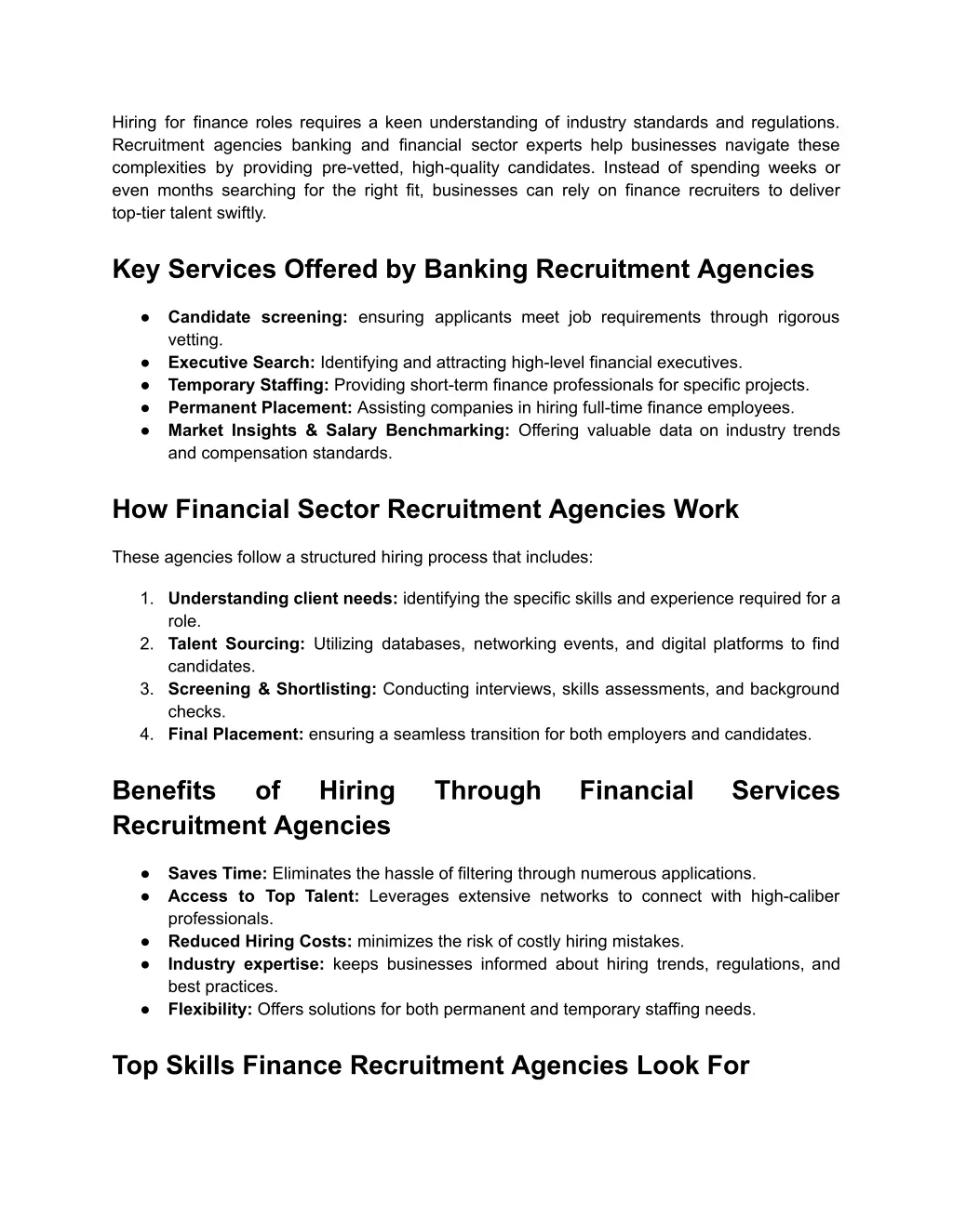 hiring for finance roles requires a keen