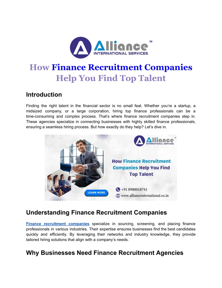 how finance recruitment companies help you find