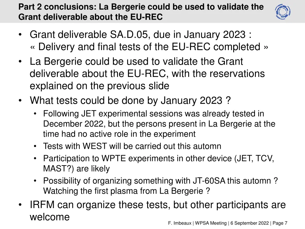part 2 conclusions la bergerie could be used