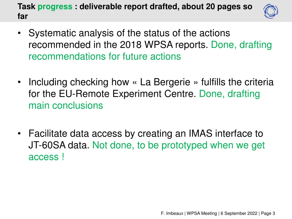 task progress deliverable report drafted about