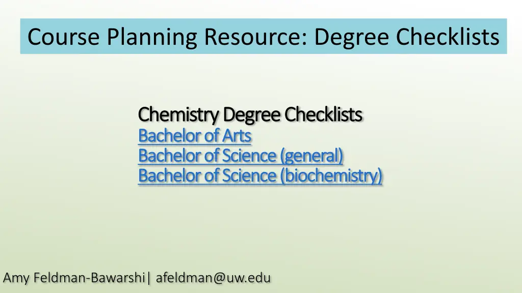 course planning resource degree checklists