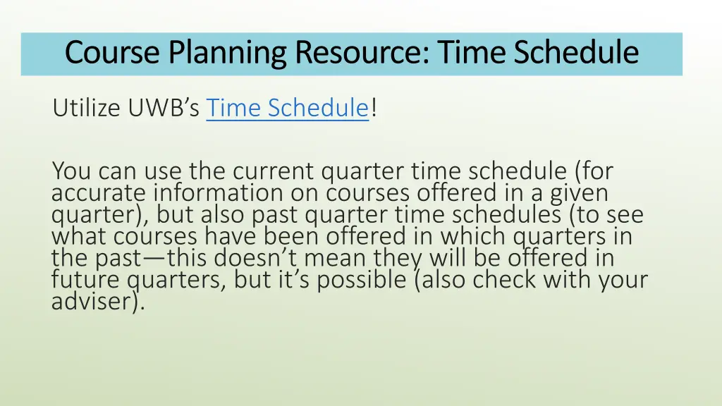 course planning resource time schedule