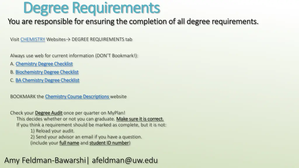 degree requirements degree requirements
