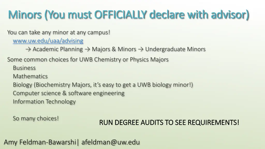 minors you must officially declare with advisor