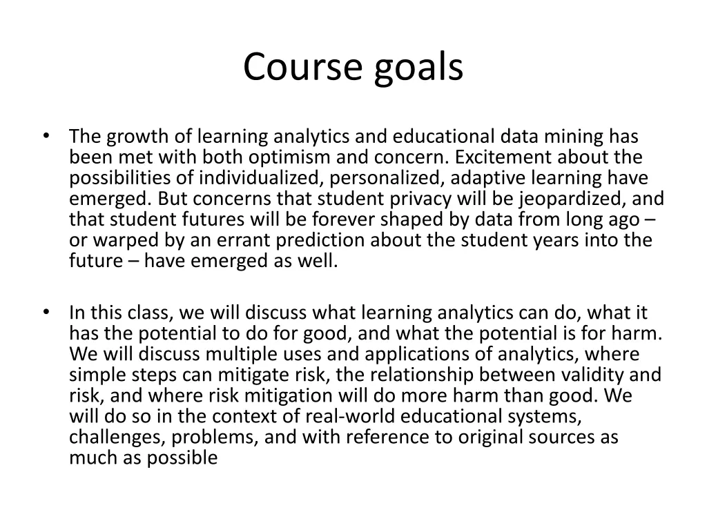 course goals