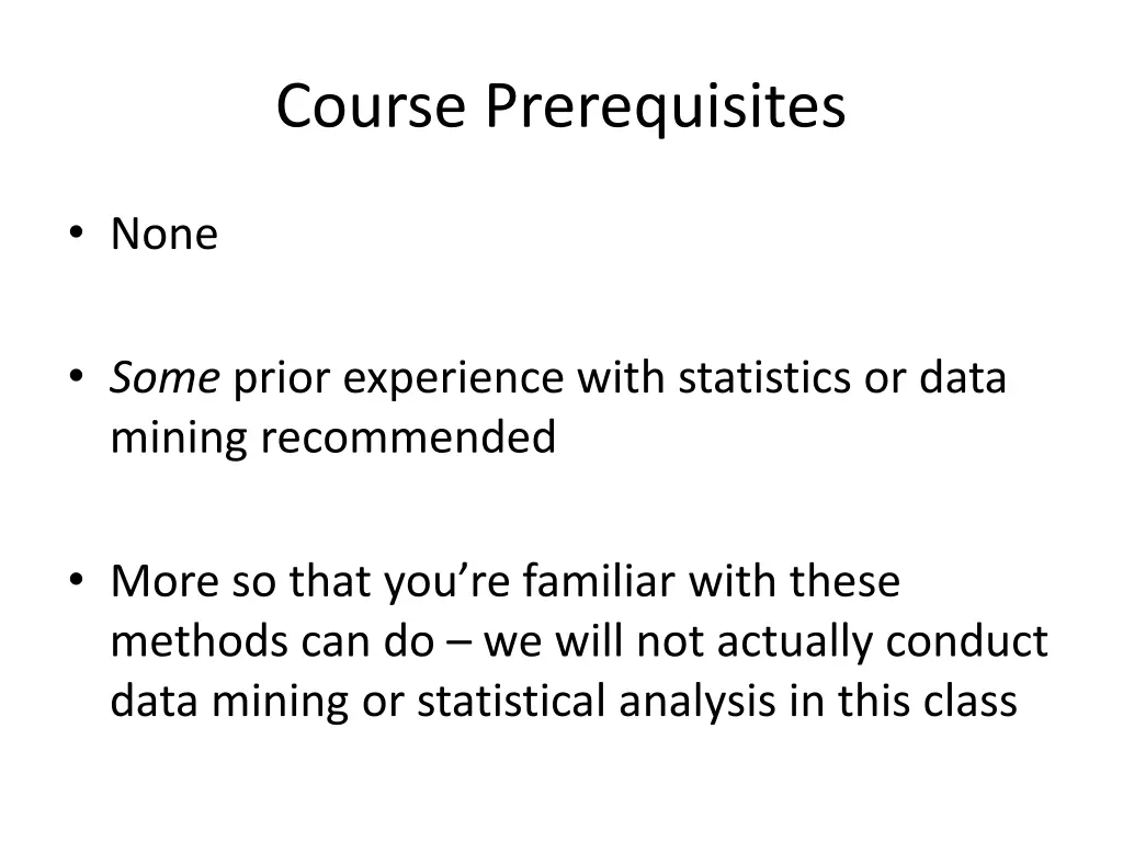 course prerequisites