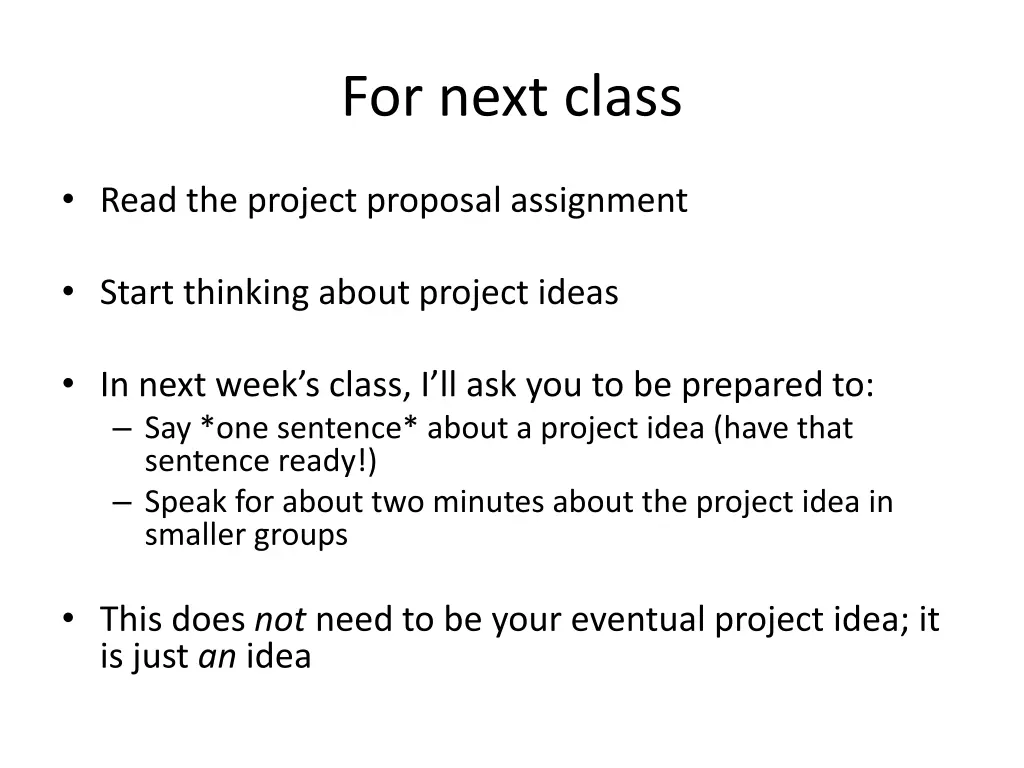 for next class