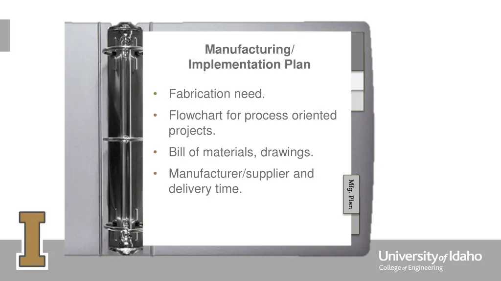 manufacturing implementation plan