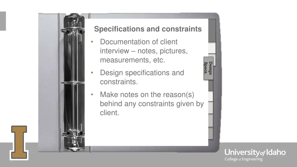 specifications and constraints
