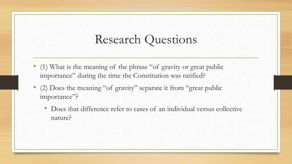 research questions