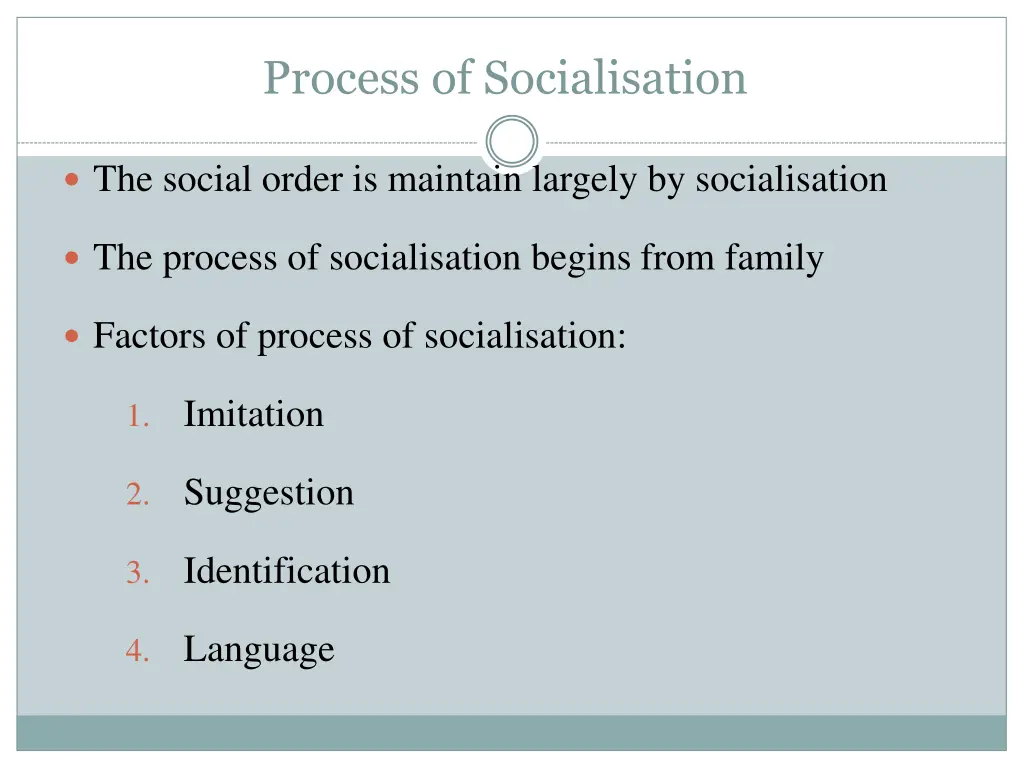 process of socialisation