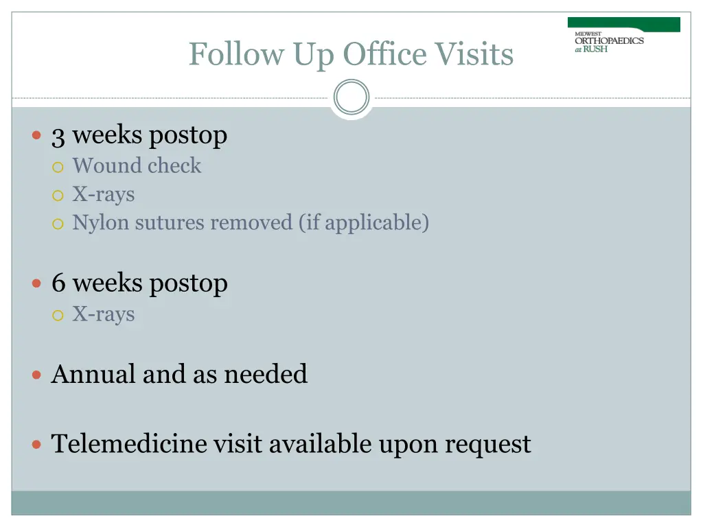follow up office visits