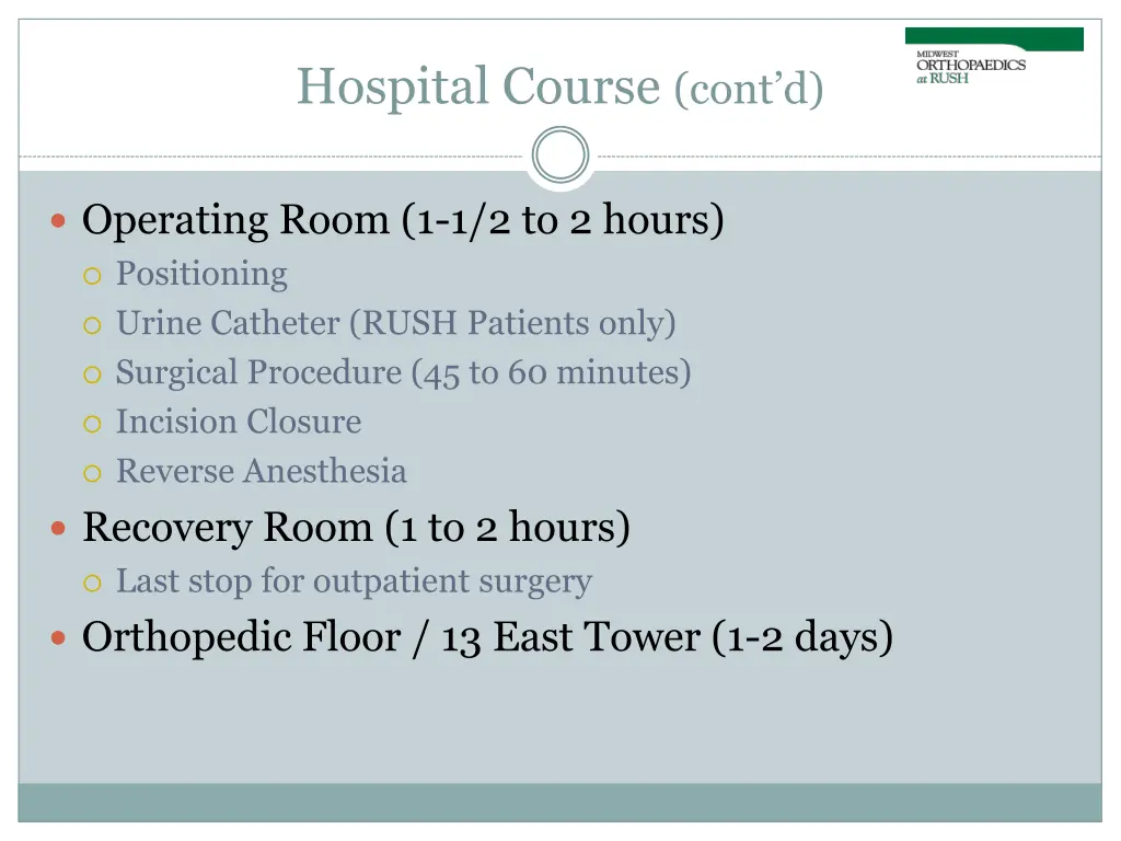 hospital course cont d