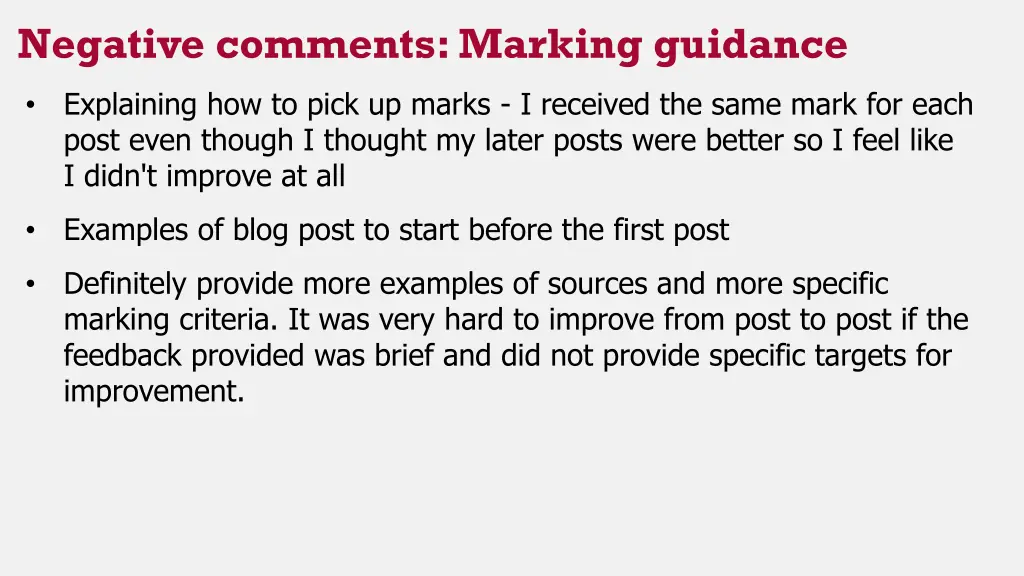 negative comments marking guidance