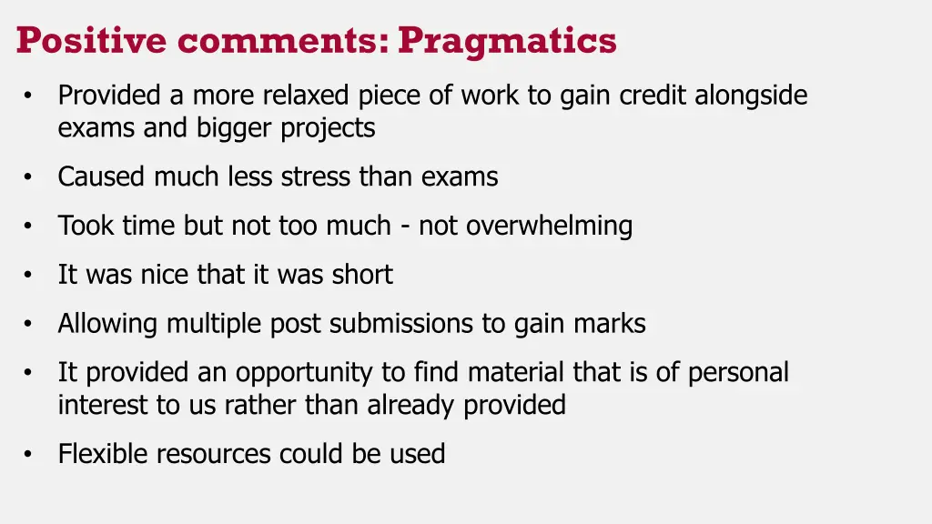 positive comments pragmatics