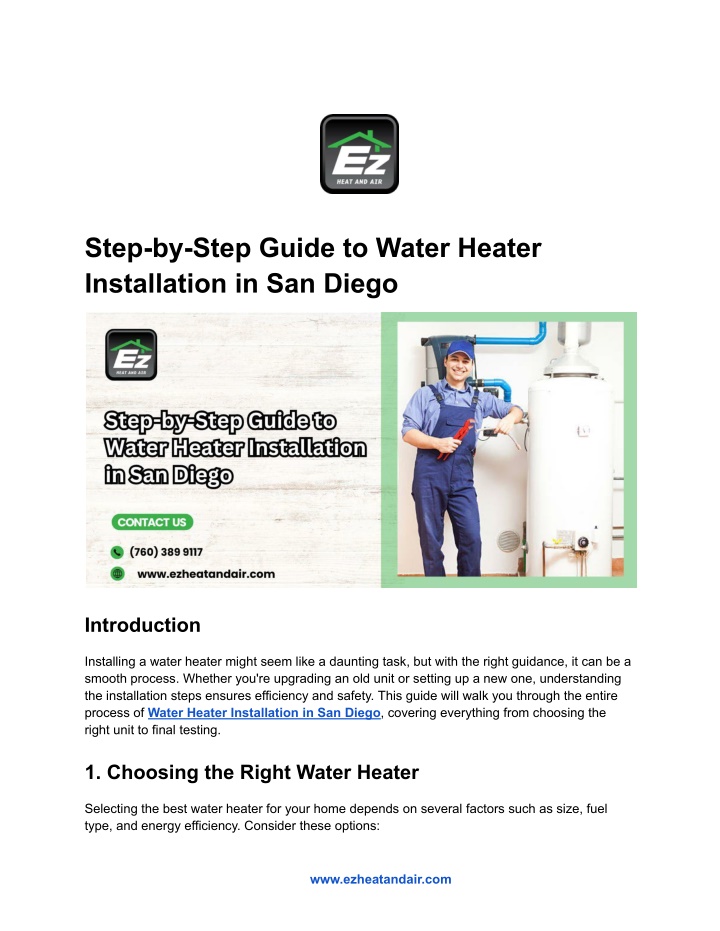 step by step guide to water heater installation