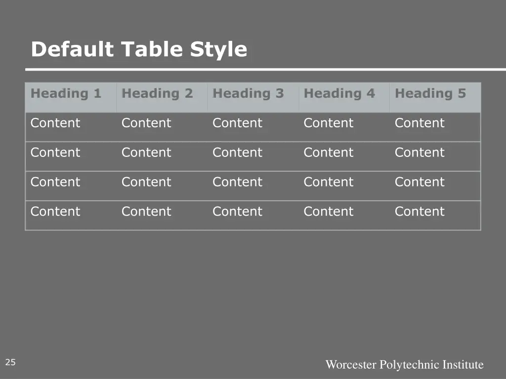 default table style 1