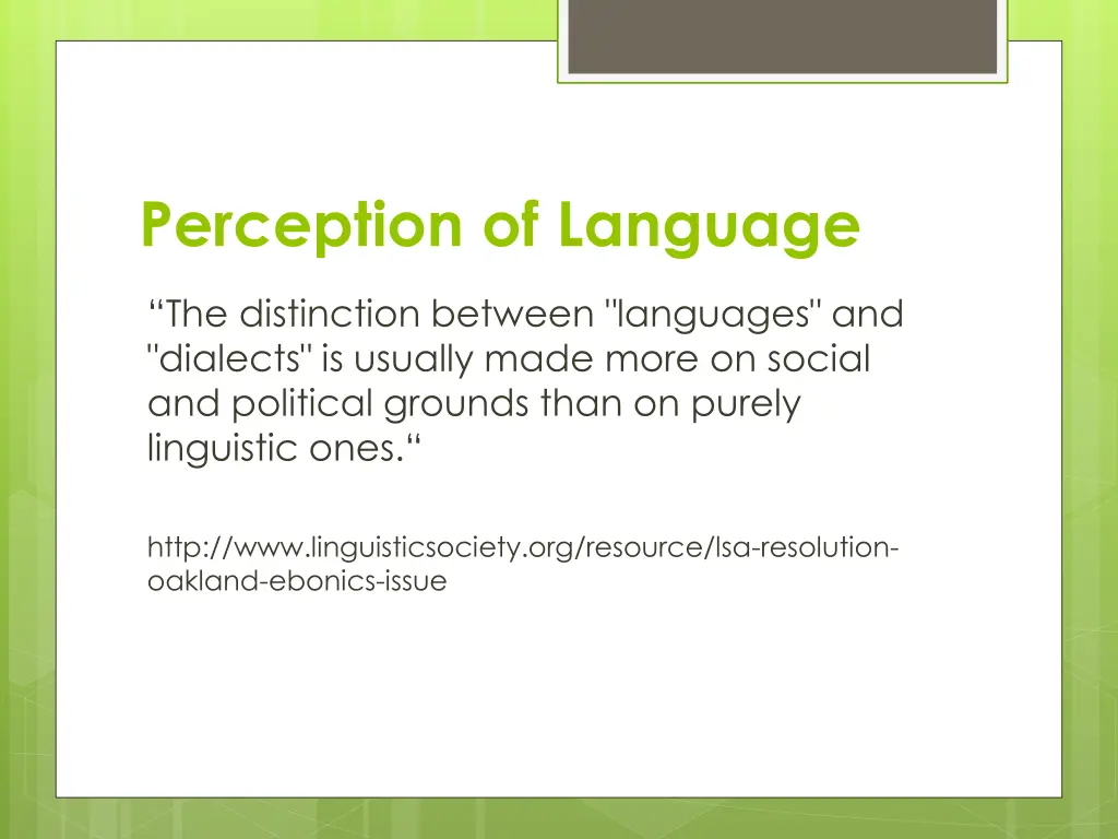 perception of language