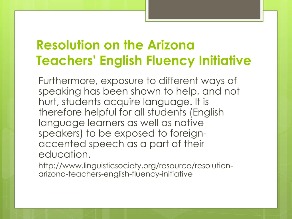 resolution on the arizona teachers english