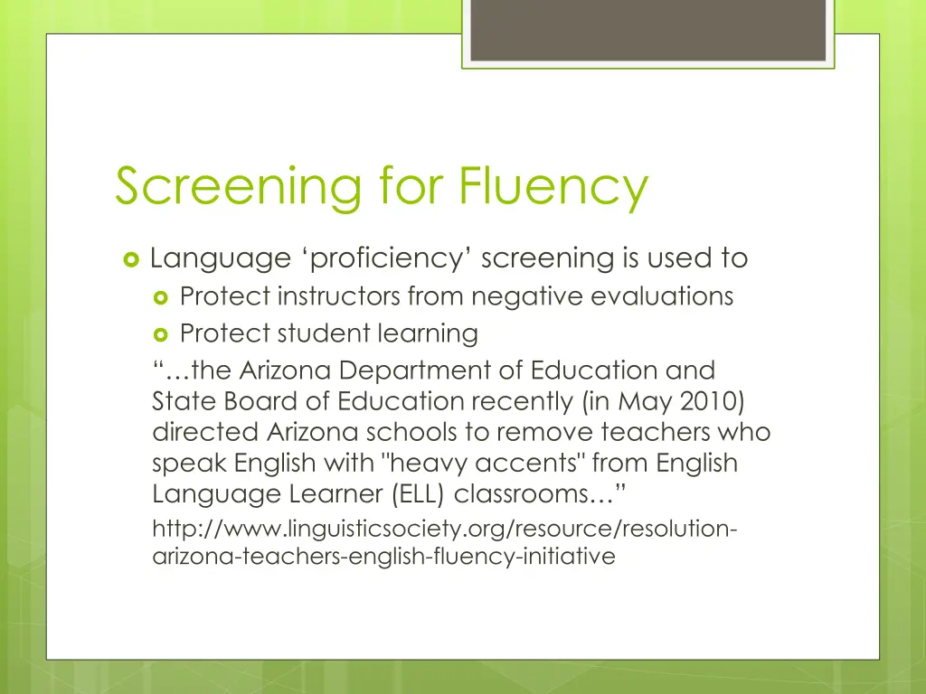screening for fluency