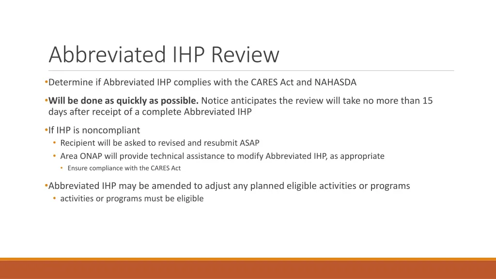 abbreviated ihp review