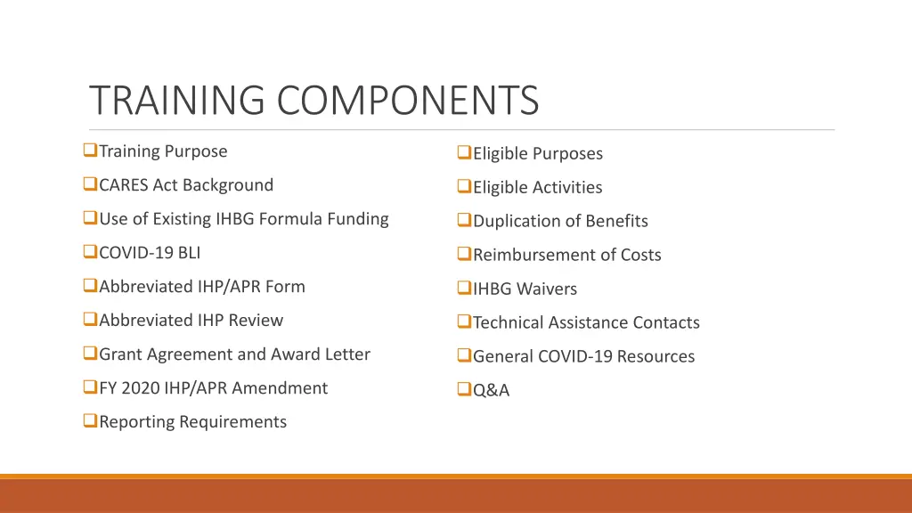 training components