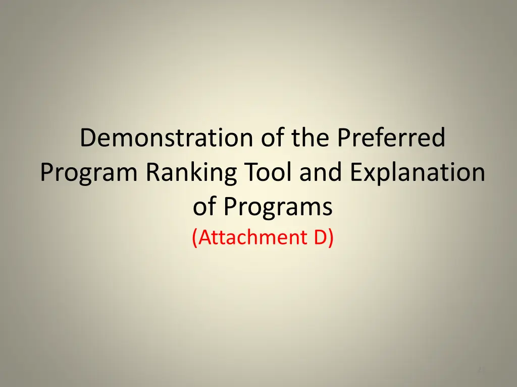 demonstration of the preferred program ranking