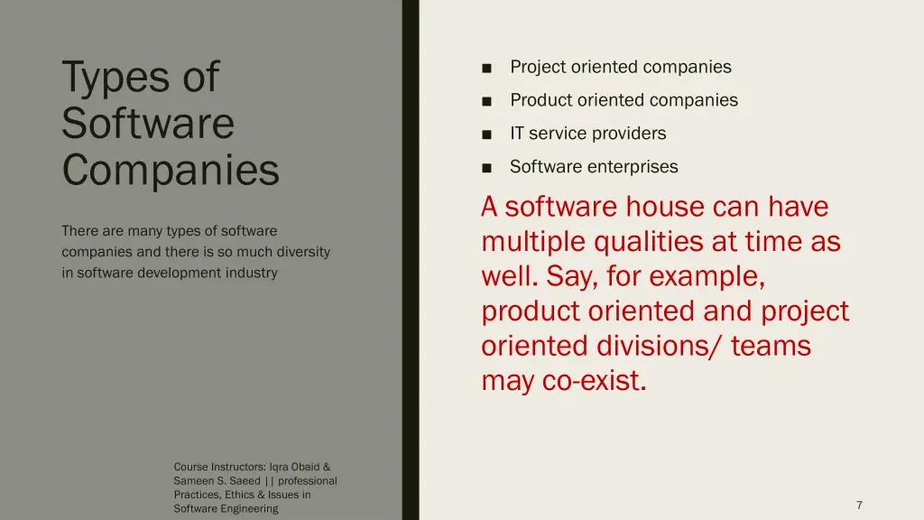 types of software companies
