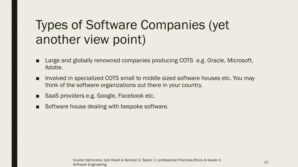 types of software companies yet another view point