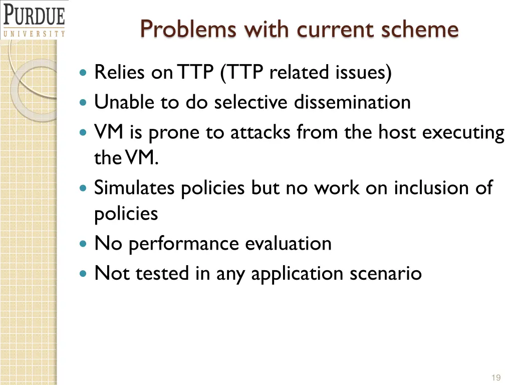 problems with current scheme