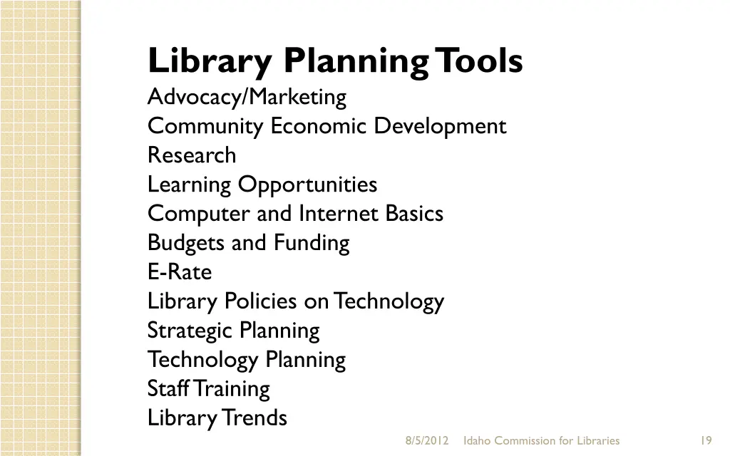 library planning tools advocacy marketing