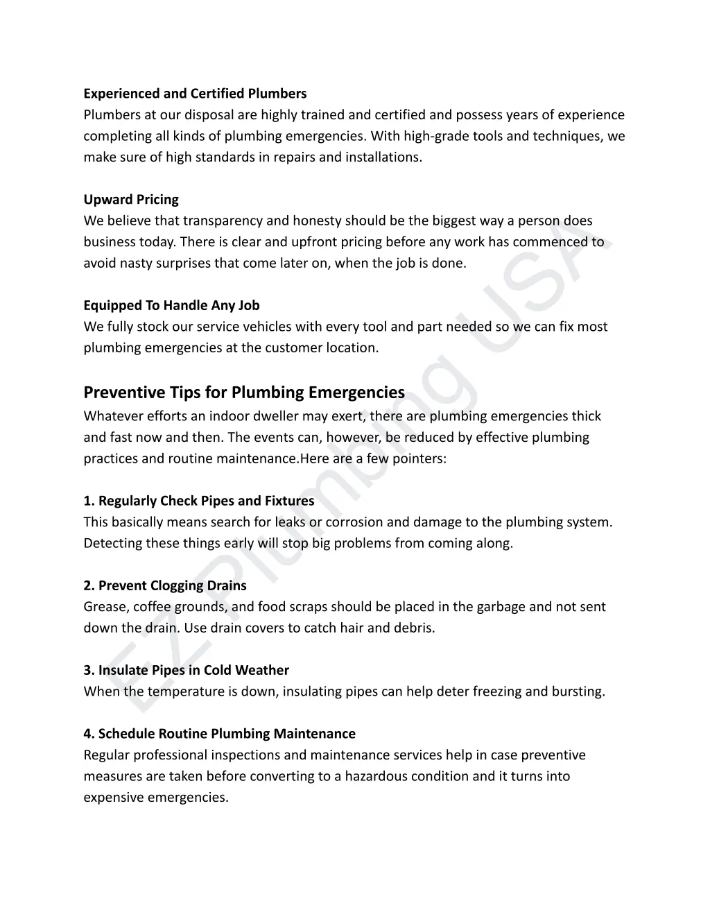 experienced and certified plumbers plumbers