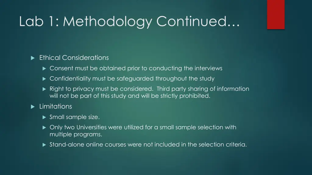 lab 1 methodology continued