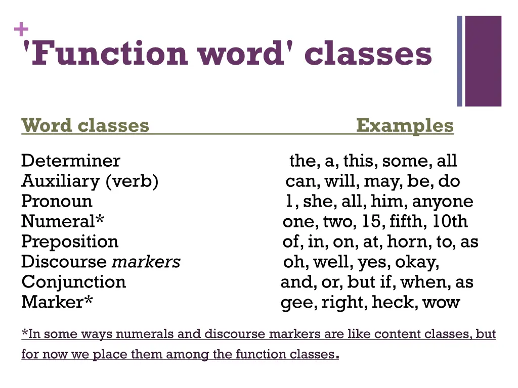 function word classes