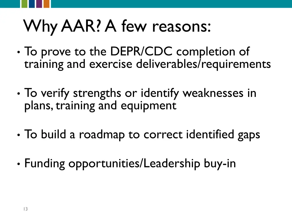 why aar a few reasons