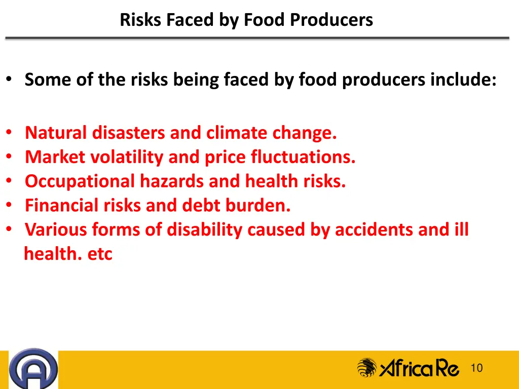 risks faced by food producers
