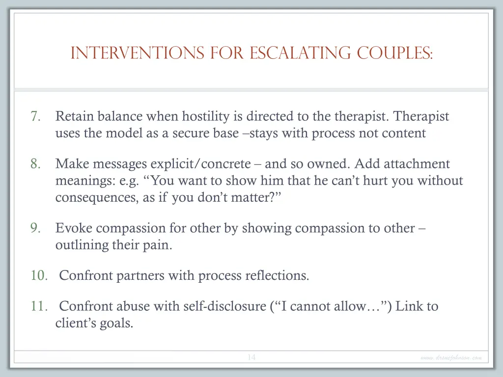 interventions for escalating couples 1