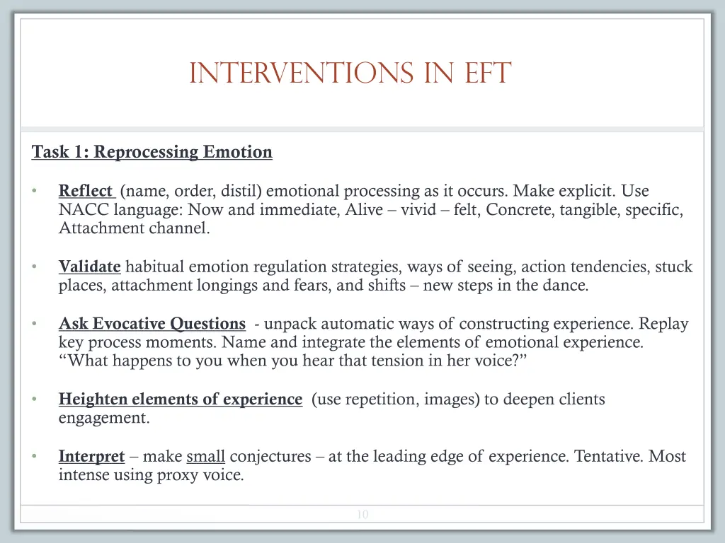 interventions in eft