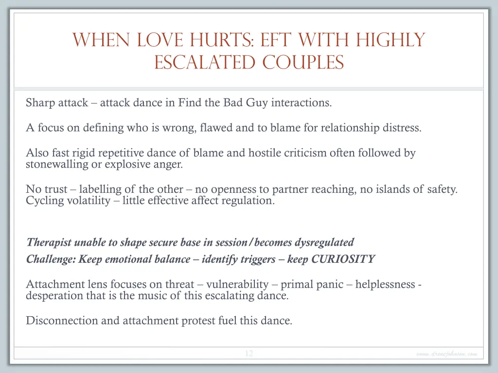 when love hurts eft with highly escalated couples