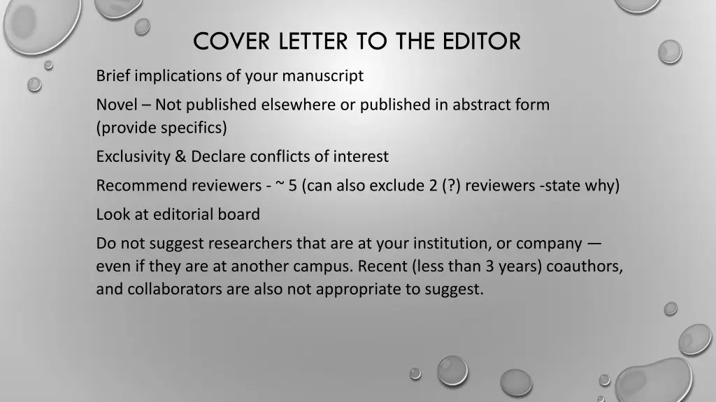 cover letter to the editor