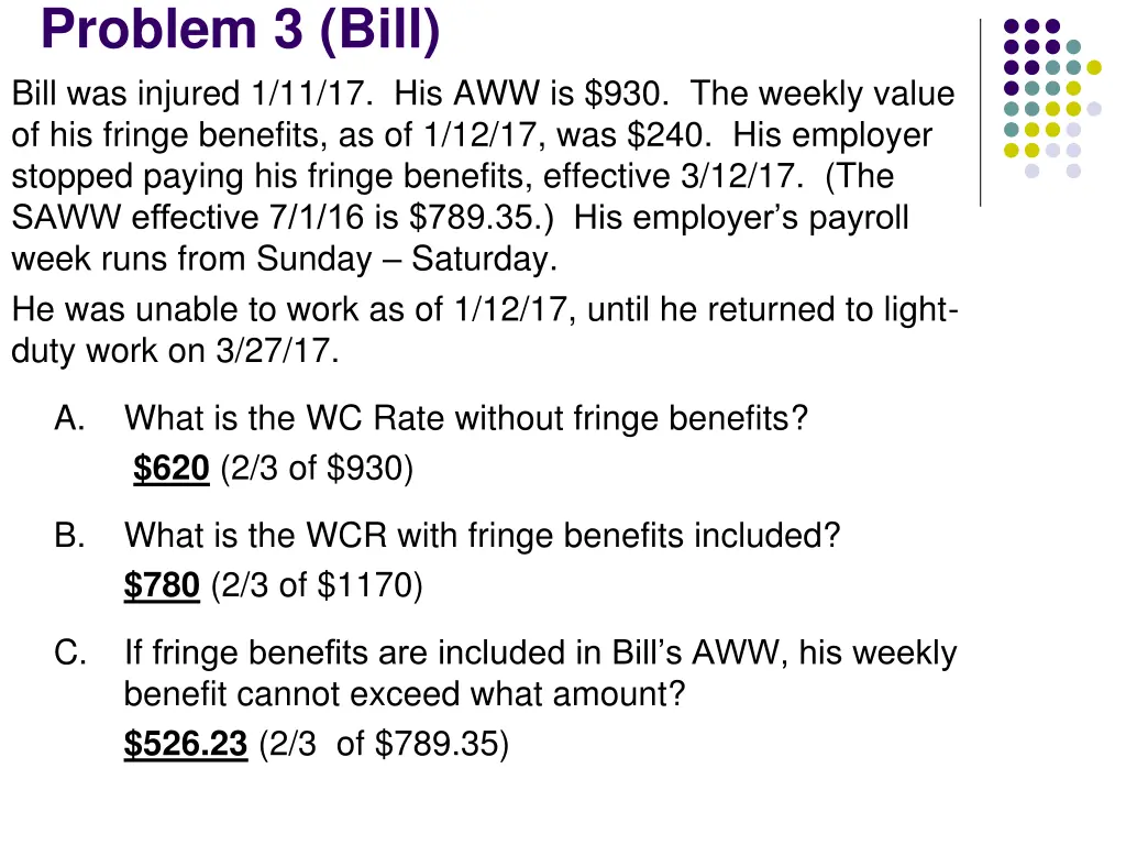problem 3 bill bill was injured