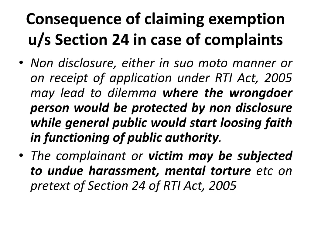 consequence of claiming exemption u s section