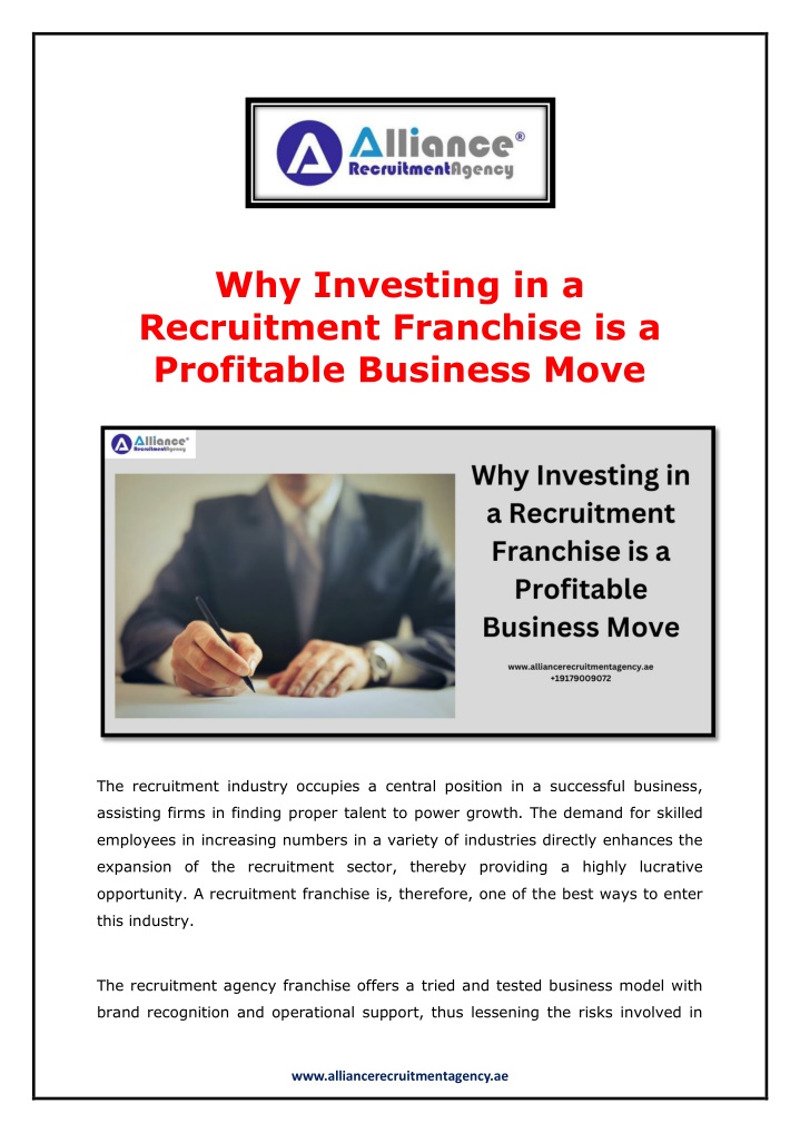 why investing in a recruitment franchise