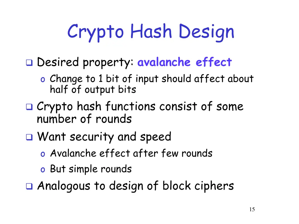 crypto hash design