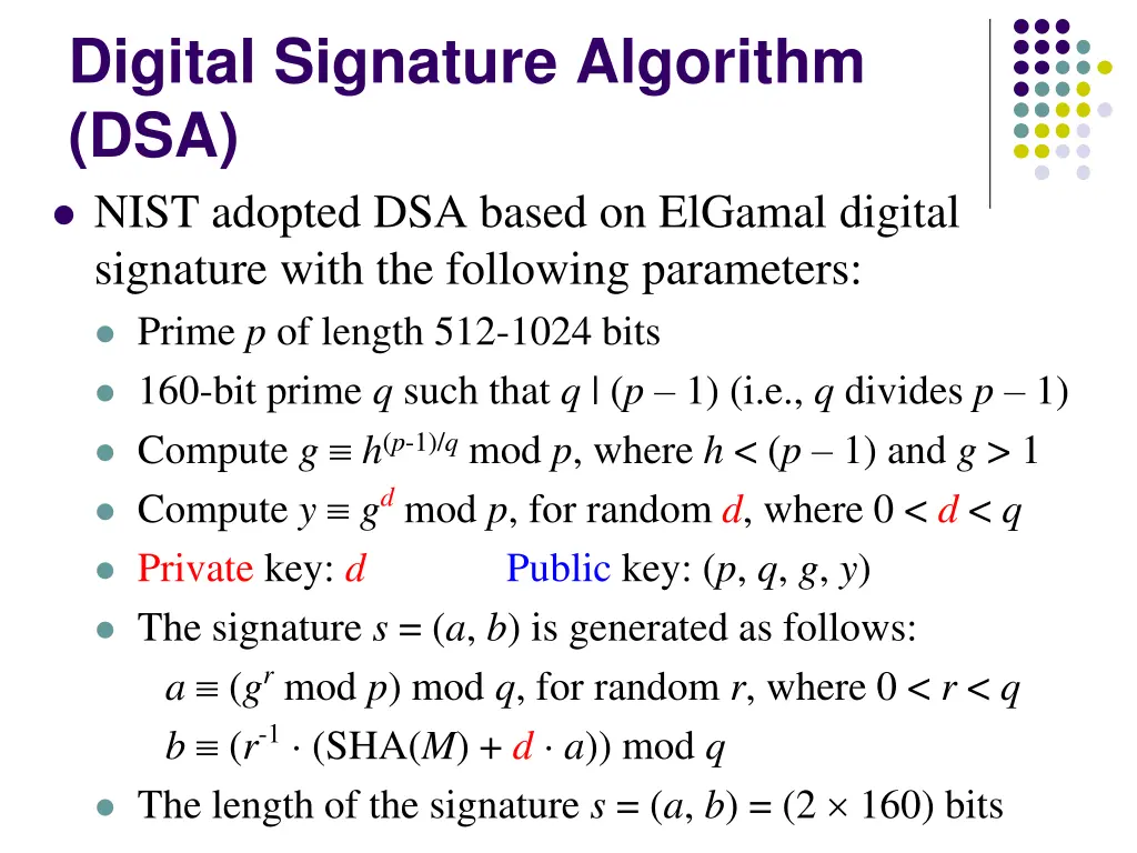 digital signature algorithm dsa nist adopted