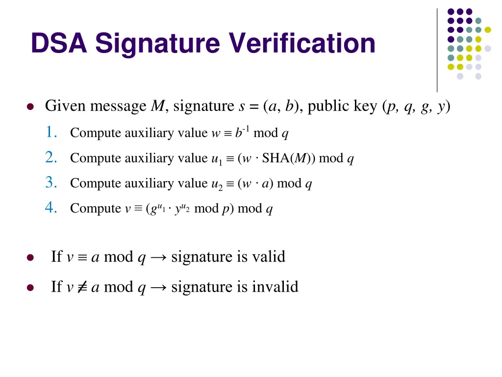 dsa signature verification