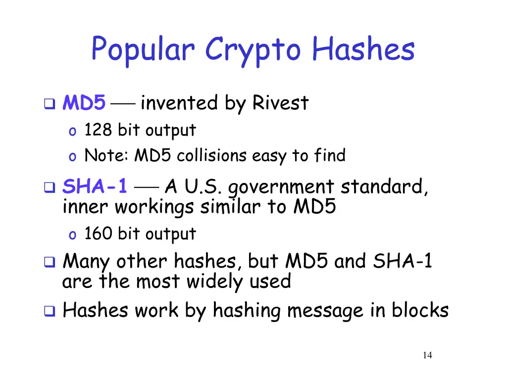 popular crypto hashes
