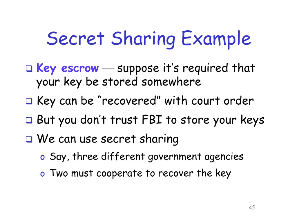 secret sharing example