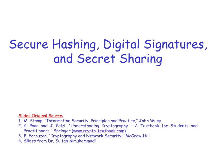 secure hashing digital signatures and secret