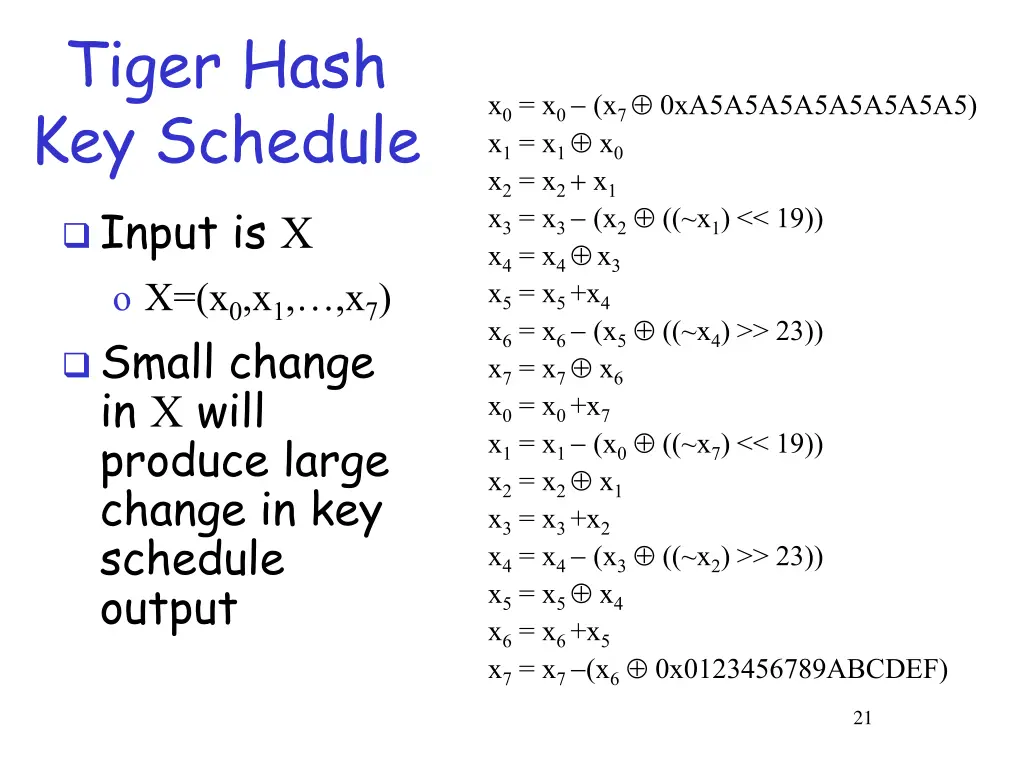 tiger hash key schedule